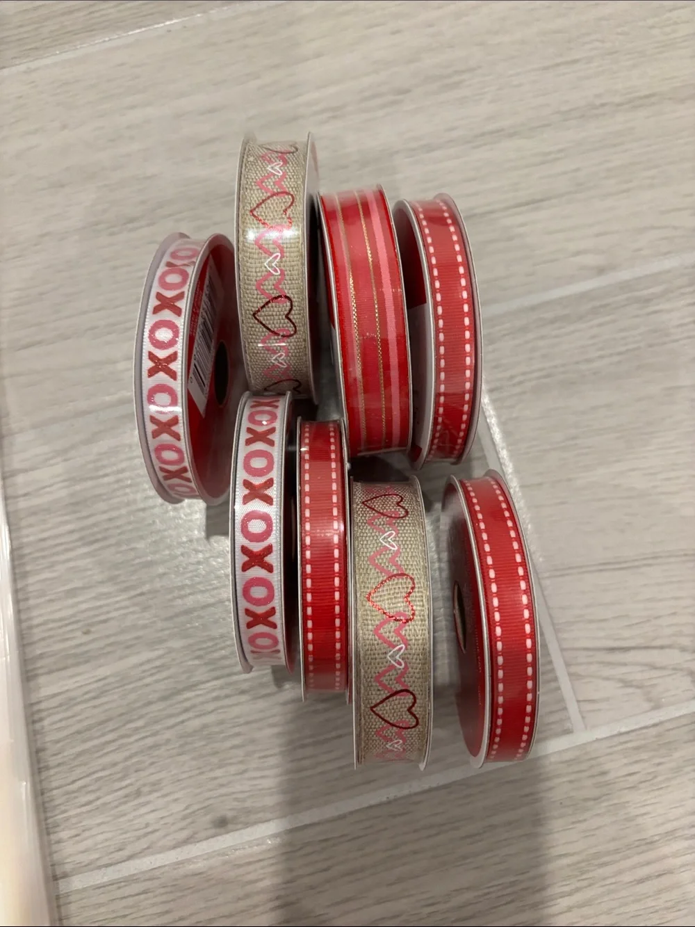 Bundle 8 Ribbon sets Red and Pink Heart love Valentine